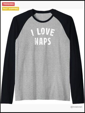 I Love Naps Funny Saying National Napping Day Quotes Raglan Baseball Tee Dress